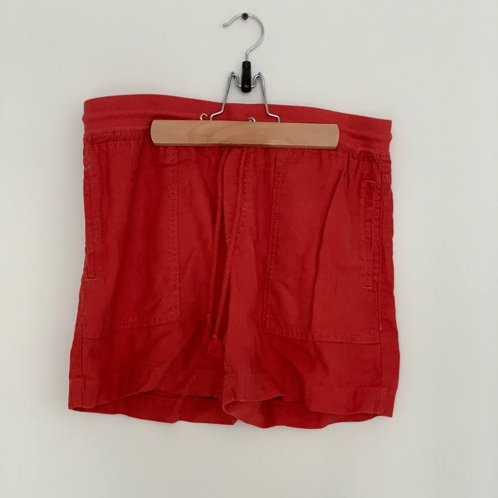 Red linen shorts